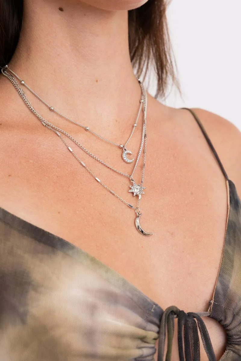 🌙⭐ Celestial Layered Necklace - Moon and Star Charms 🌜✨