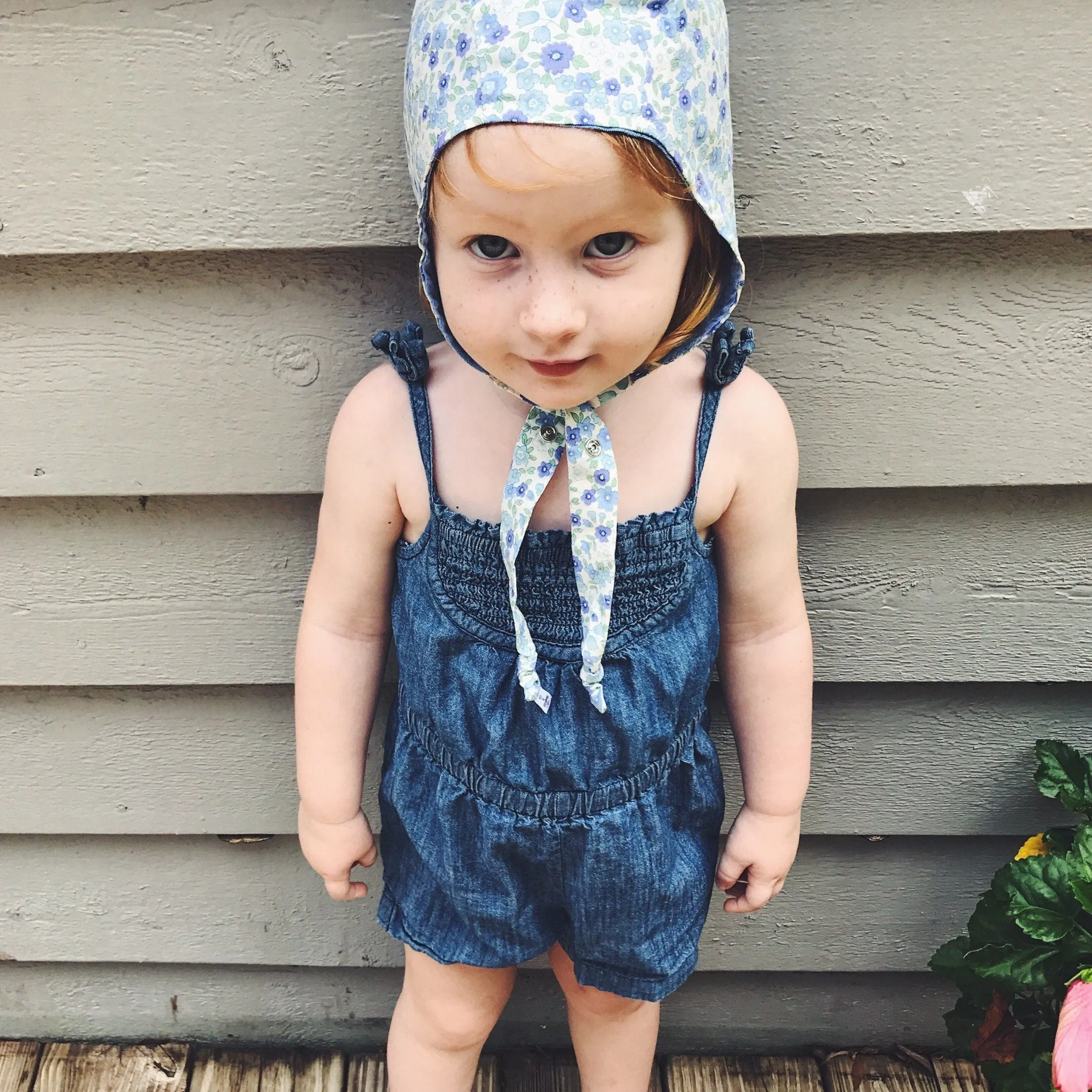 Brimless Bonnet Blue Floral