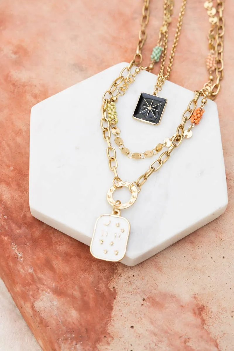 Celestial Charm Beaded Layered Necklace