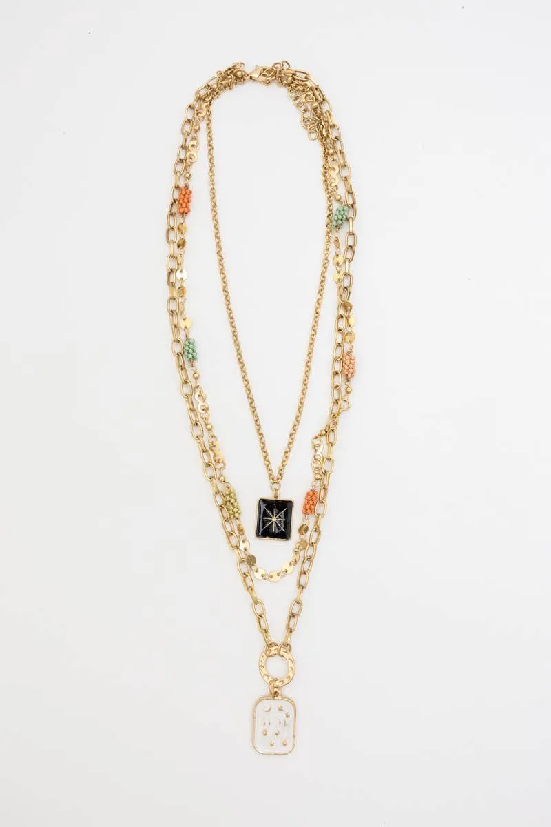 Celestial Charm Beaded Layered Necklace