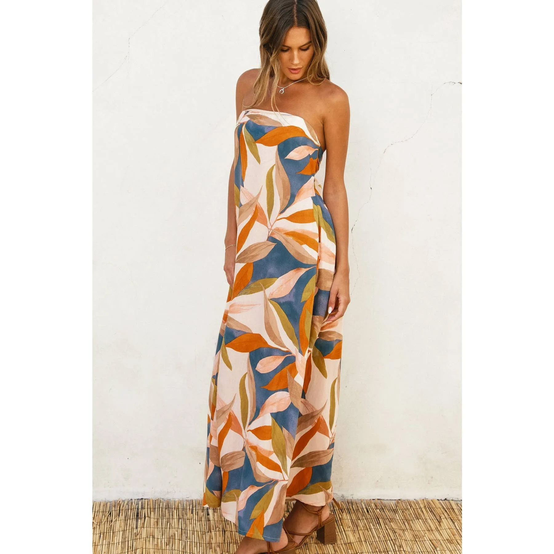 Destinations Strapless Tie Back Maxi Dress