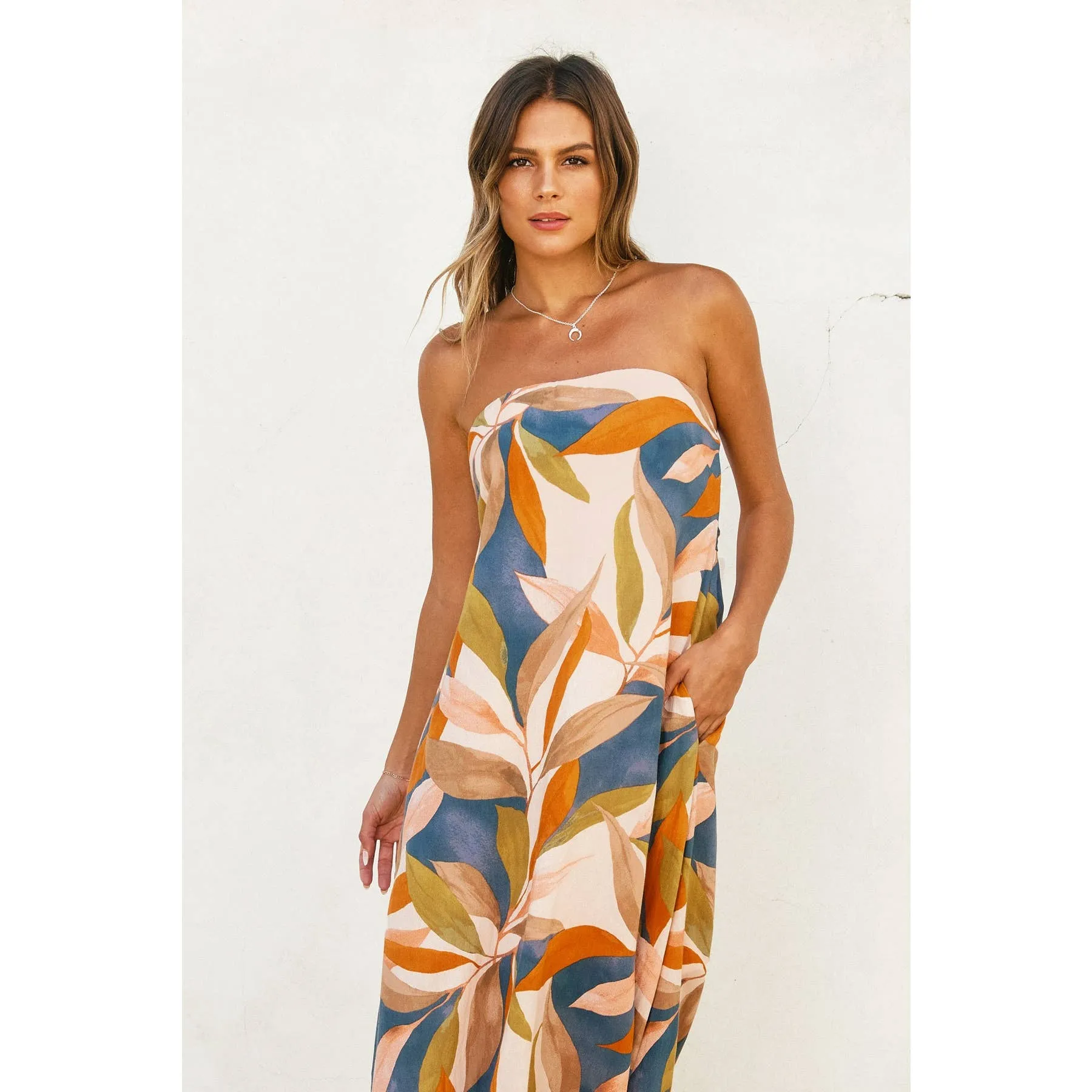 Destinations Strapless Tie Back Maxi Dress
