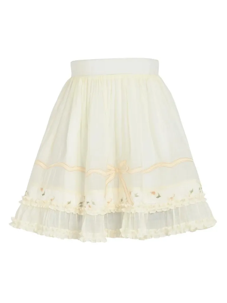 Frilled Shirt Attached China Collar Skirt   Forest Sheer