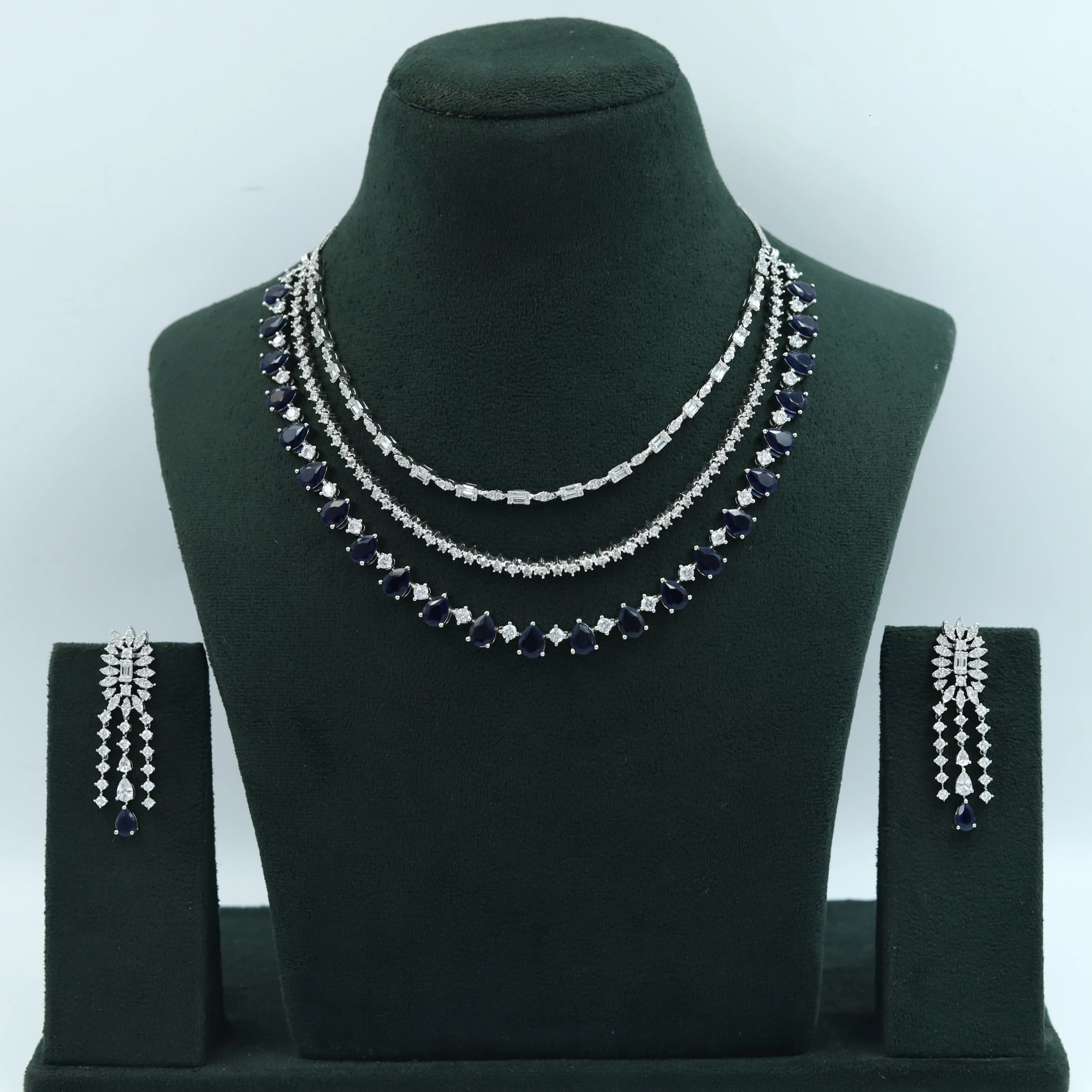 Layered Zircon/AD Necklace Set 15846-28