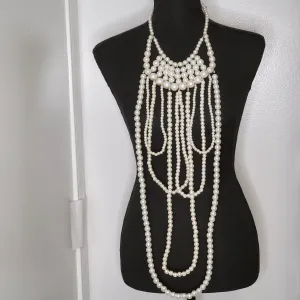 Long Layered Pearl Necklace