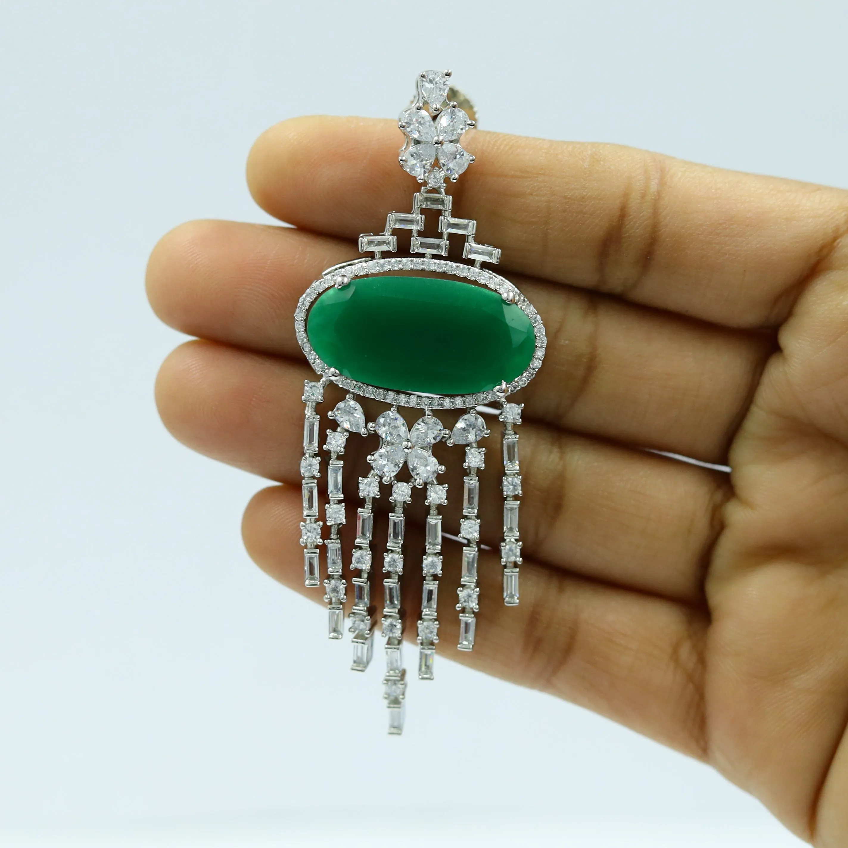 Manish Malhotra InspiredRound Neck Zircon/AD Necklace Set 12798-68