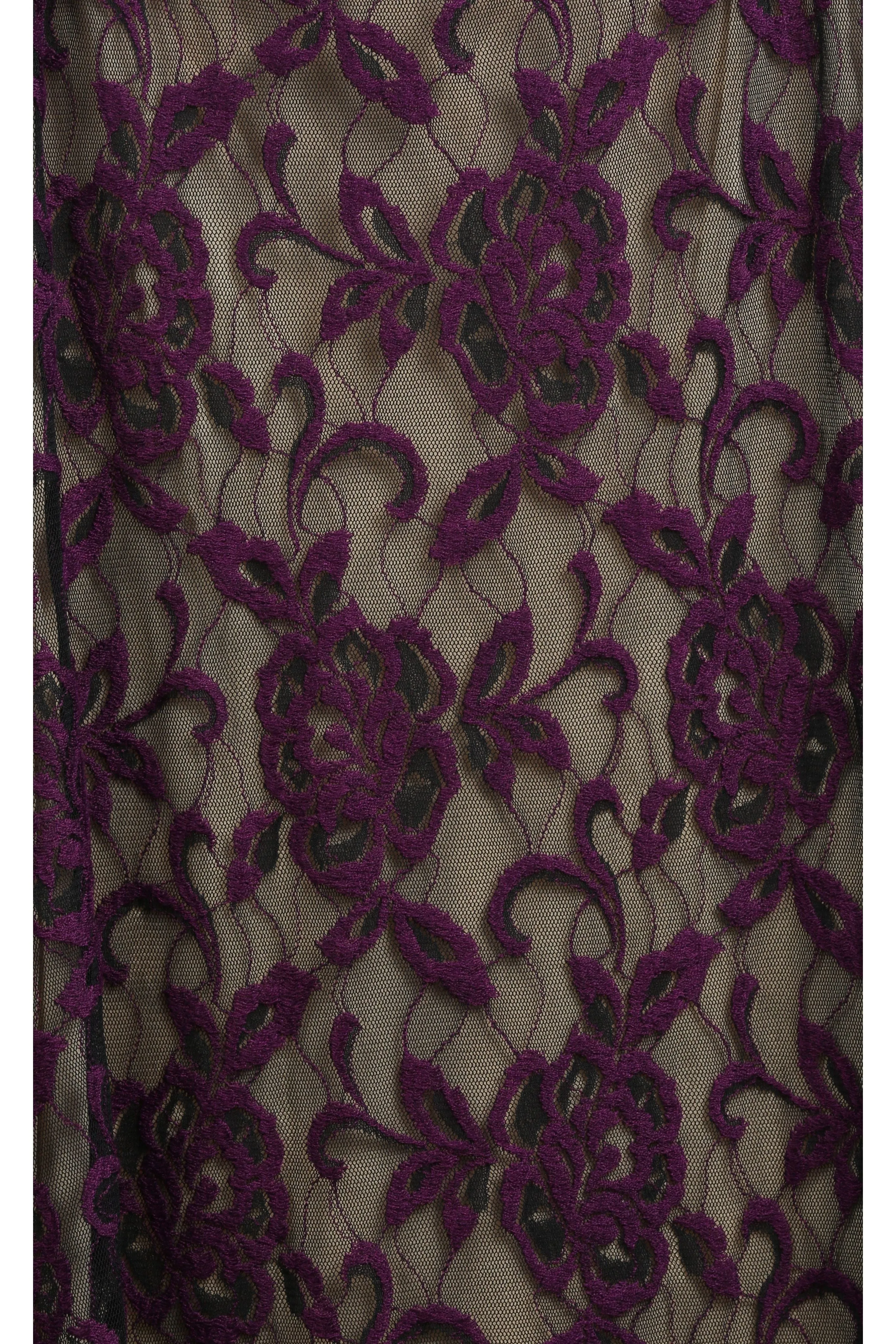 NURIELLE Off-Shoulder Bell Sleeves Embroidered Lace Dress Magenta