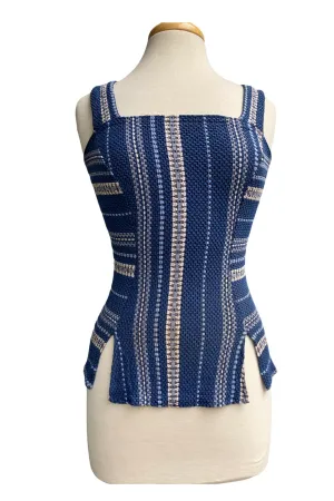 ROMANIA Sleeveless Paneled Striped Tank Top