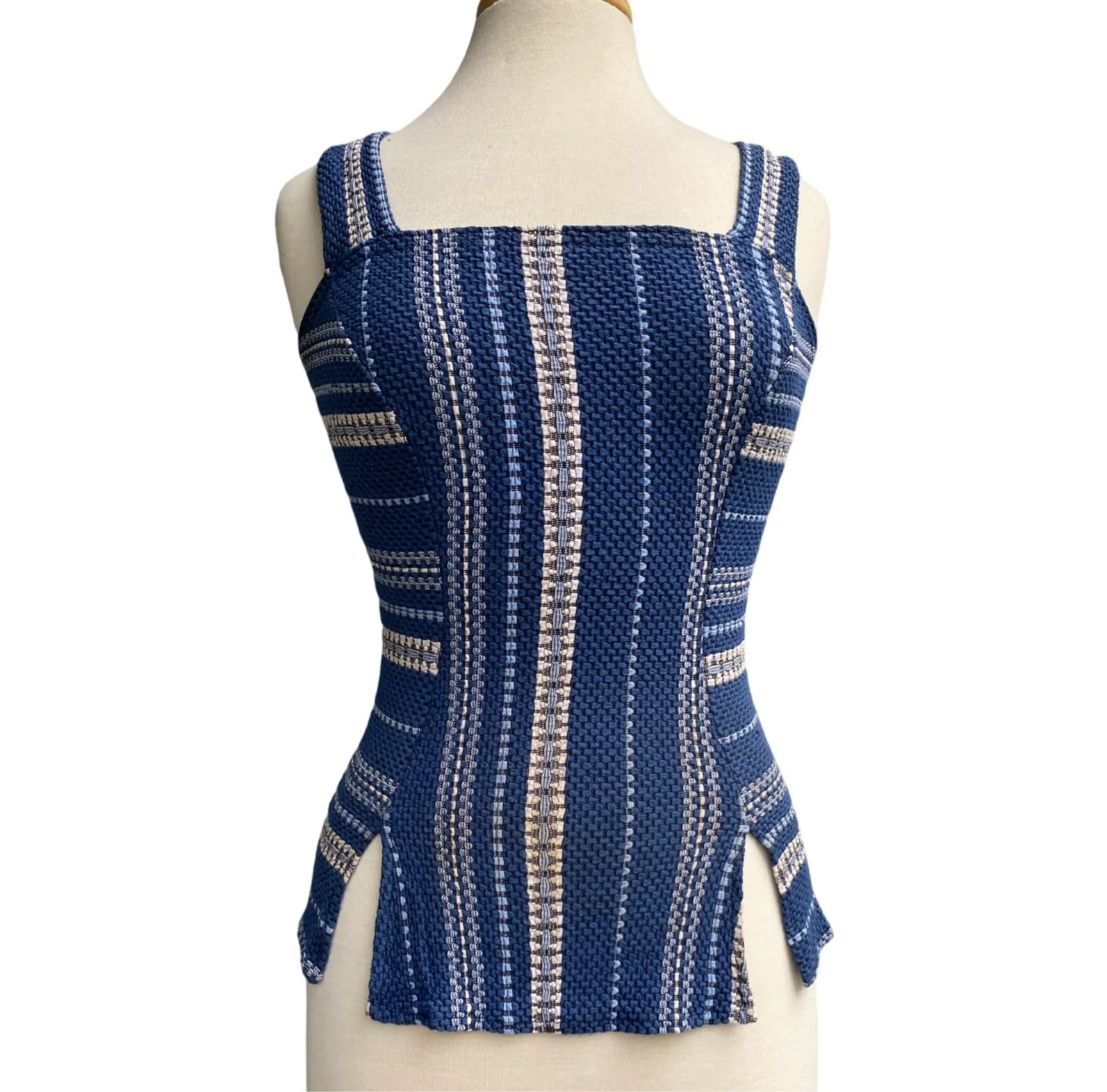 ROMANIA Sleeveless Paneled Striped Tank Top
