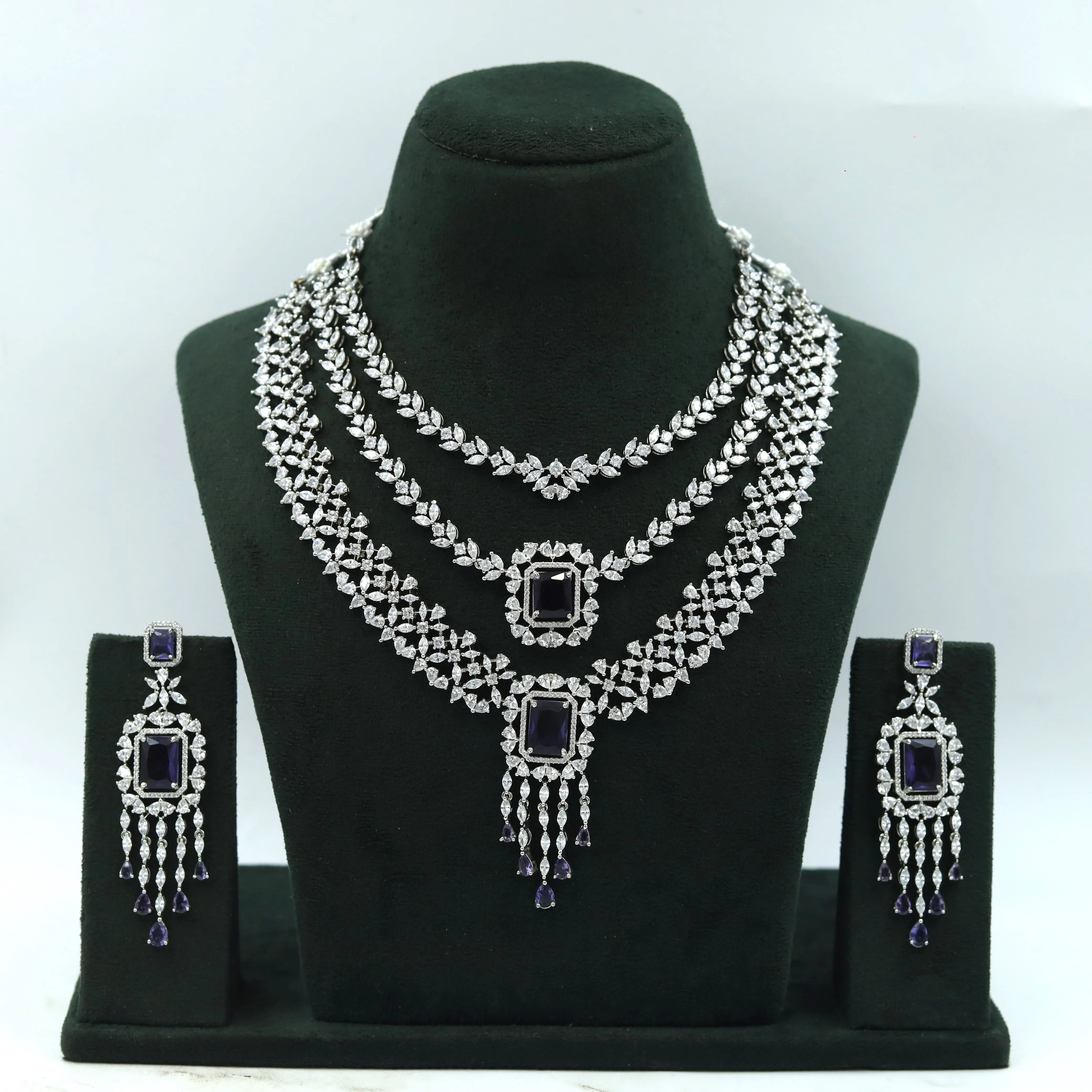 Round Neck Zircon/AD Necklace Set 11819-31
