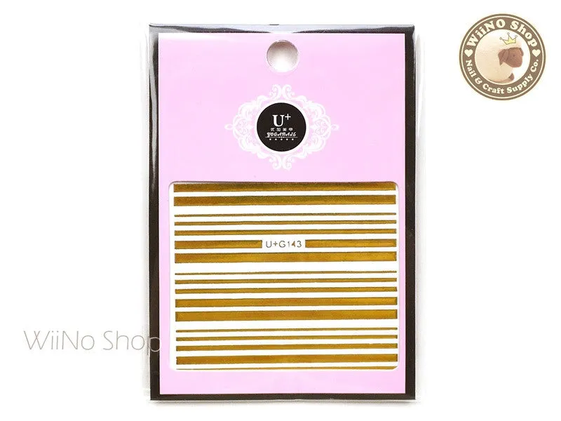 Shine Gold Stripe Line Adhesive Nail Art Sticker - 1 pc (U G143)