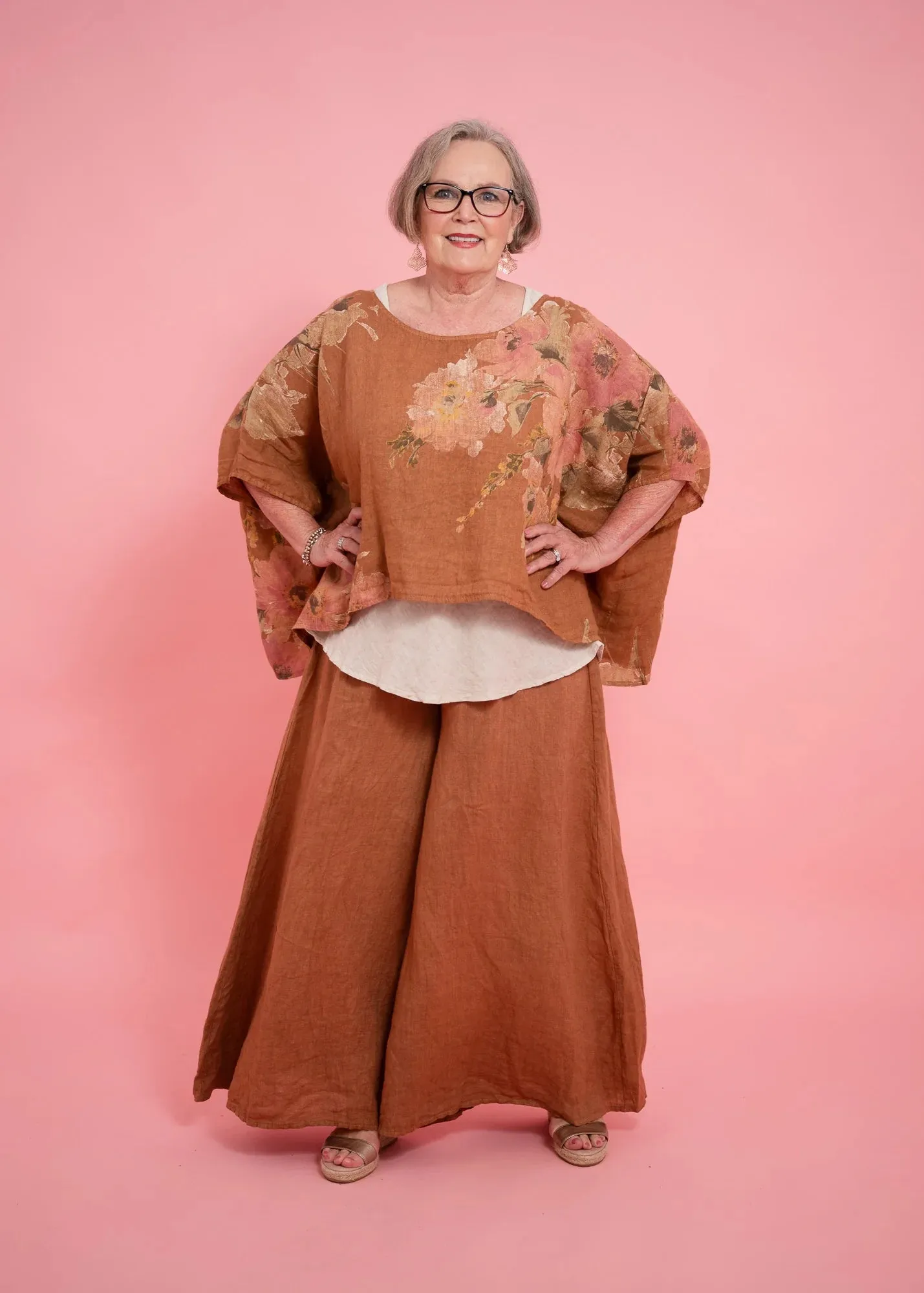 Tia Floral Top -Cinnamon