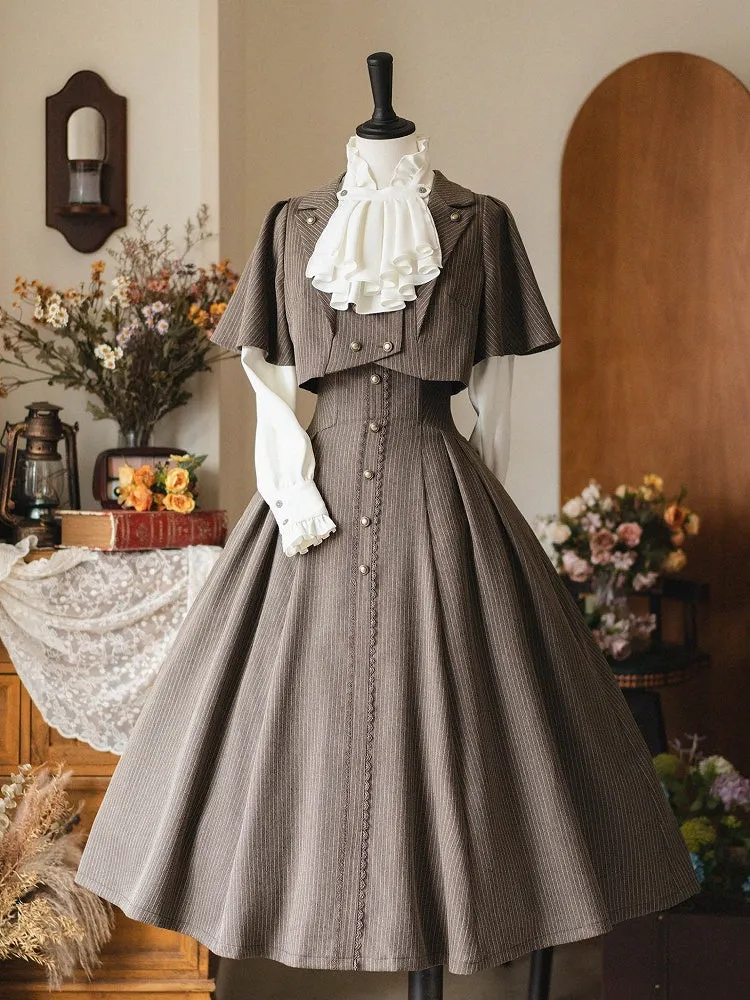 White Ruffled Banded Collar Elegant Long Sleeeves Shirt with Detachable Bow/Jabot Tie