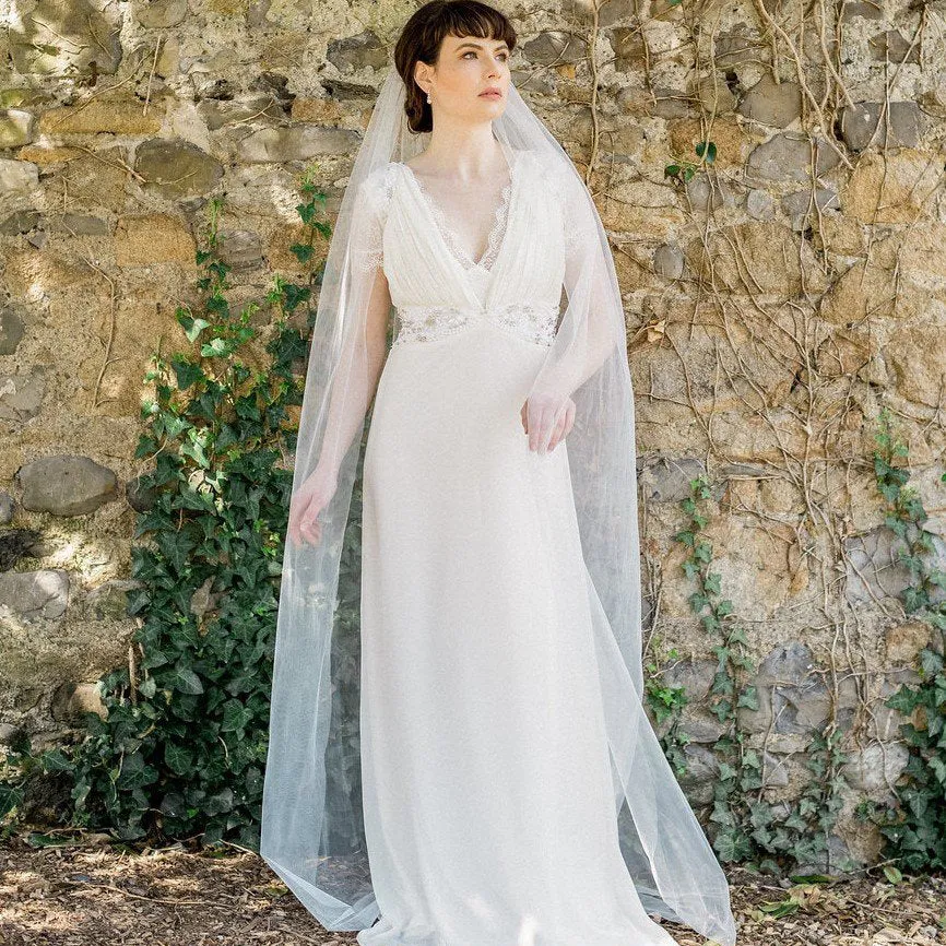 Zinnia, Single Layer Floor Length Tulle Veil